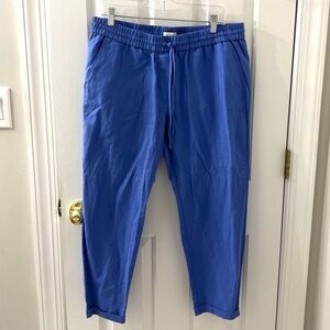J.Crew Women’s Blue Linen Cotton Pull On Cropped Ankle Pants Sz 14